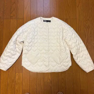 ZARA 아이보리 하트 퀼팅 자켓 M