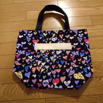 1회 사용 tsumori chisato 하트 무늬 토트백 블랙 대