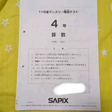 SAPIX 4학년 11월 월간 확인 테스트