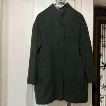 다크 그린 노카라 롱 코트