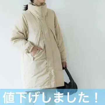새상품급 페더 혼방 하이넥 롱 다운 코트