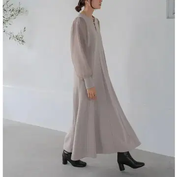 Bab 바브 플레어 라인 긴팔 오간자 원피스
