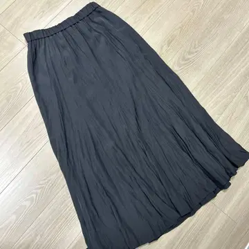 언타이틀 블랙 플레어 스커트 허리밴딩