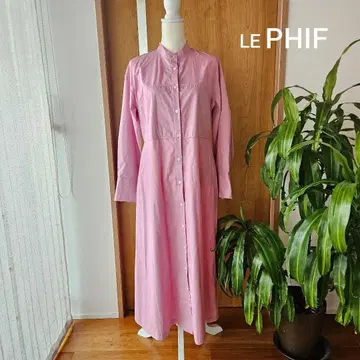 LE PHIF 핑크 셔츠 원피스 긴팔 롱 코트로도