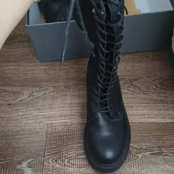 블랙 롱 부츠 통굽 캐주얼