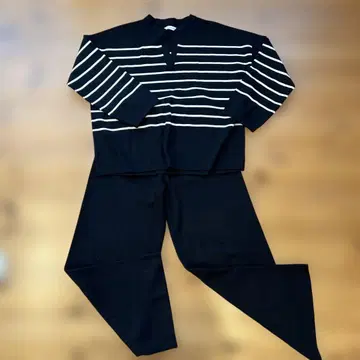 290.Bou Jeloud 블랙과 화이트 스트라이프 셋업