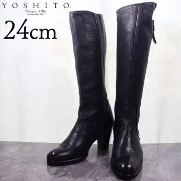 [새상품급] yoshito 요시토 24 롱부츠 가죽 블랙 천연가죽