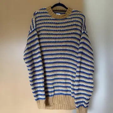 ZARA 긴팔 니트 스웨터 베이지/파랑/화이트