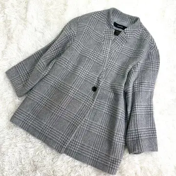 컨디션 최상 저널 스탠다드 마테코 노카라 코트 체크 무늬 그레이