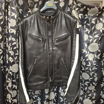 VANSON 블랙 가죽 싱글 라이더 자켓