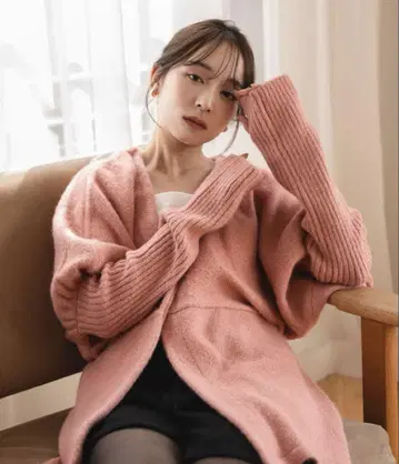 mideal 볼륨 슬리브 페플럼 가디건