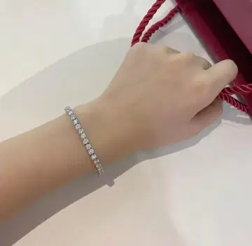 [ 어른의 손목에 ] 모이사나이트 x 실버 925 테니스 체인 팔찌