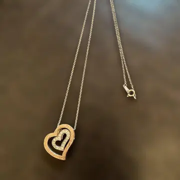 KISS 더블 하트 실버 목걸이