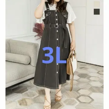 CULETTE 쿠레트 데님 점프수트 배색 스티치 데님 원피스 3L