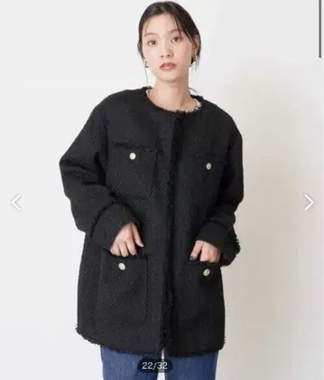 a.v.v 트위드 미들 자켓 블랙