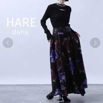완판템 가을/겨울 HARE 달리아 꽃무늬 플라워 플레어 롱 스커트