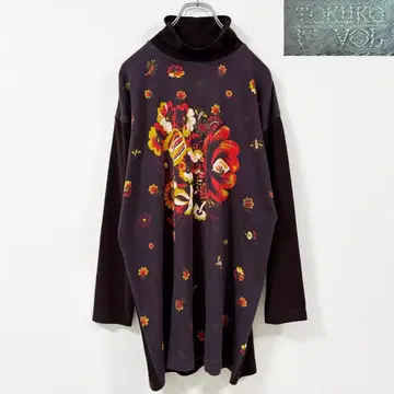 3XL 상당 토쿠코 프리미어볼 보타니컬 플라워 프린트 티셔츠 루즈핏