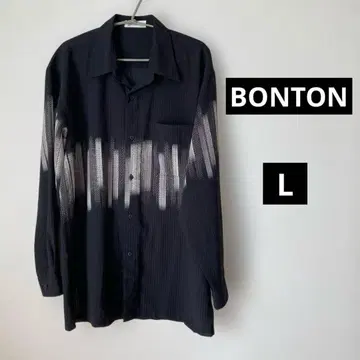 BONTON 블랙과 화이트 그라데이션 셔츠 레트로 셔츠 비침 있음 L
