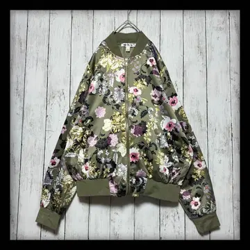[ 여성용 올 패턴 블루종 자켓 ] 꽃무늬 MA1 타입 카키 S