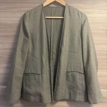 그린 노카라 자켓