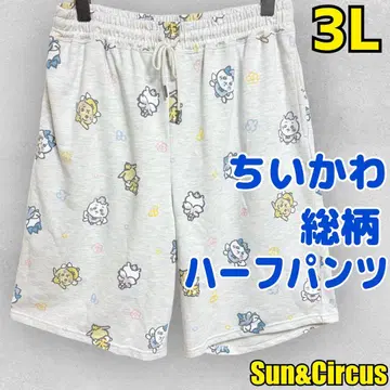 남성용 빅 사이즈 3L 치이카와 (먼작귀) 올 패턴 하프 팬츠 쭈리