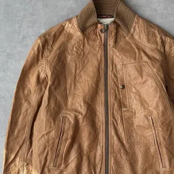 14796 HUGO BOSS 지퍼 가죽 자켓 카멜