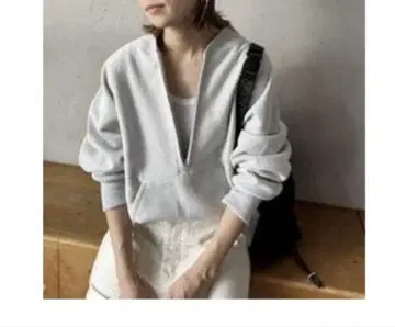 챔피온 하프 지퍼 후드티 그레이