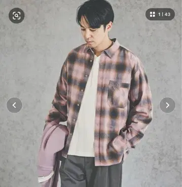 빈티지 체크 셔츠 BAYFLOW 핑크 계열 체크 무늬 긴팔 셔츠