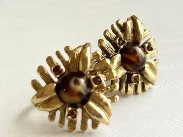 골동품 골드 리프 브라운 존재감 있는 vintage 귀찌