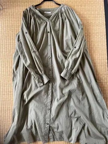 올리브 그린 셔츠 원피스 긴팔