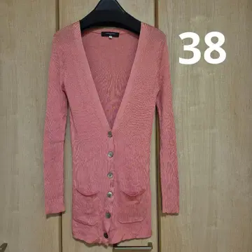 UNITED ARROWS 핑크 실크 100% 가디건 38