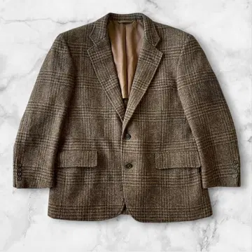 unknown 테일러드 자켓 체크 무늬 브라운