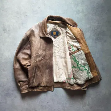 90s 가죽 자켓 짧은 기장 에이징 가공 해외 시티 보이 계열
