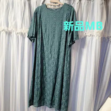 새상품 MB 민트브리즈 레이스 반팔 롱 원피스 그린 4L