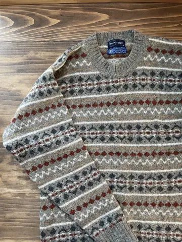 Kent 페어아일 패턴 니트 스웨터 브라운 계열 울 100% 영국제