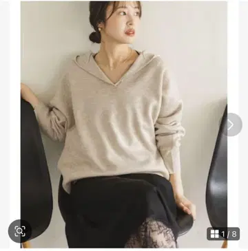NOBLE 접착 턱 편직 후드 풀오버