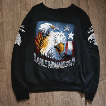 80s 레어 Harley-Davidson 캐나다제 양면 프린트 맨투맨