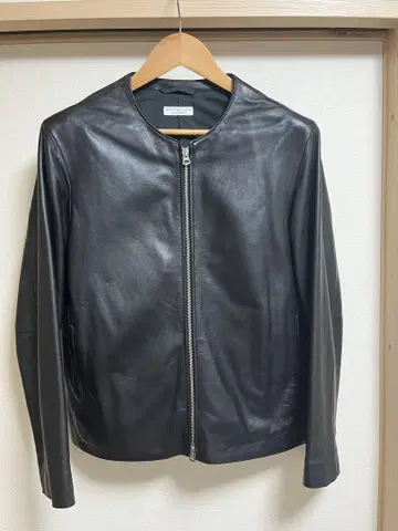 블랙 노카라 가죽 싱글 라이더 자켓