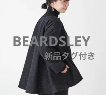 택 포함 새상품 비어즐리 울 판초 코트 숏코트 스트라이프 블랙