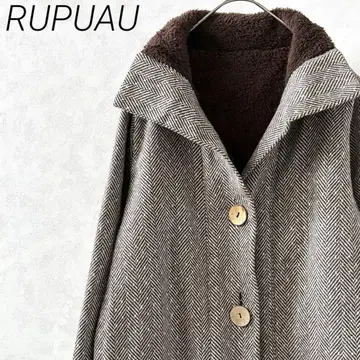 RUPUAU 숏코트 헤링본 무늬 속기모 울 혼방 루즈핏