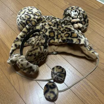 미니 마우스 레오파드 무늬 캡과 귀도리