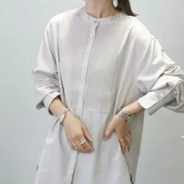 Aletta vita 핀턱 셔츠 튜닉 라이트 베이지