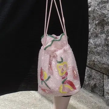 새상품급 HVISK 비즈 복조리 백 핑크