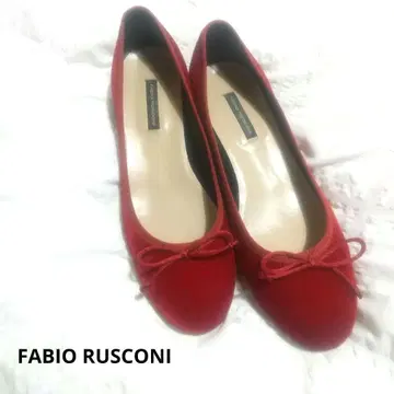 FABIO RUSCONI 벨벳 레드 발레 슈즈 38