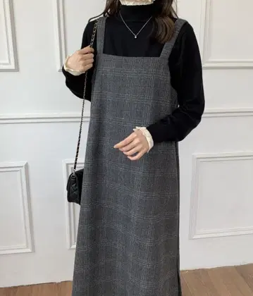 체크 무늬 살로펫 원피스 택 포함 새상품