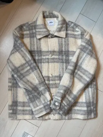 ZARA 울 혼방 체크 무늬 자켓 XL
