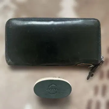 짙은 녹색 가죽 장지갑 CORBO 중고품