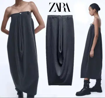 ZARA 스트랩리스 드레이프 롱 원피스