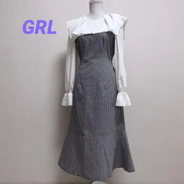 그레일 GRL 롱 원피스 긴팔 도킹 하운드투스 허리밴딩