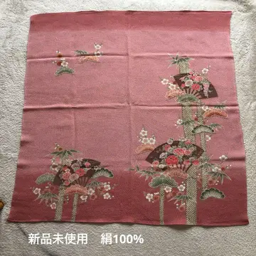 꽃과 부채 무늬 보자기 핑크